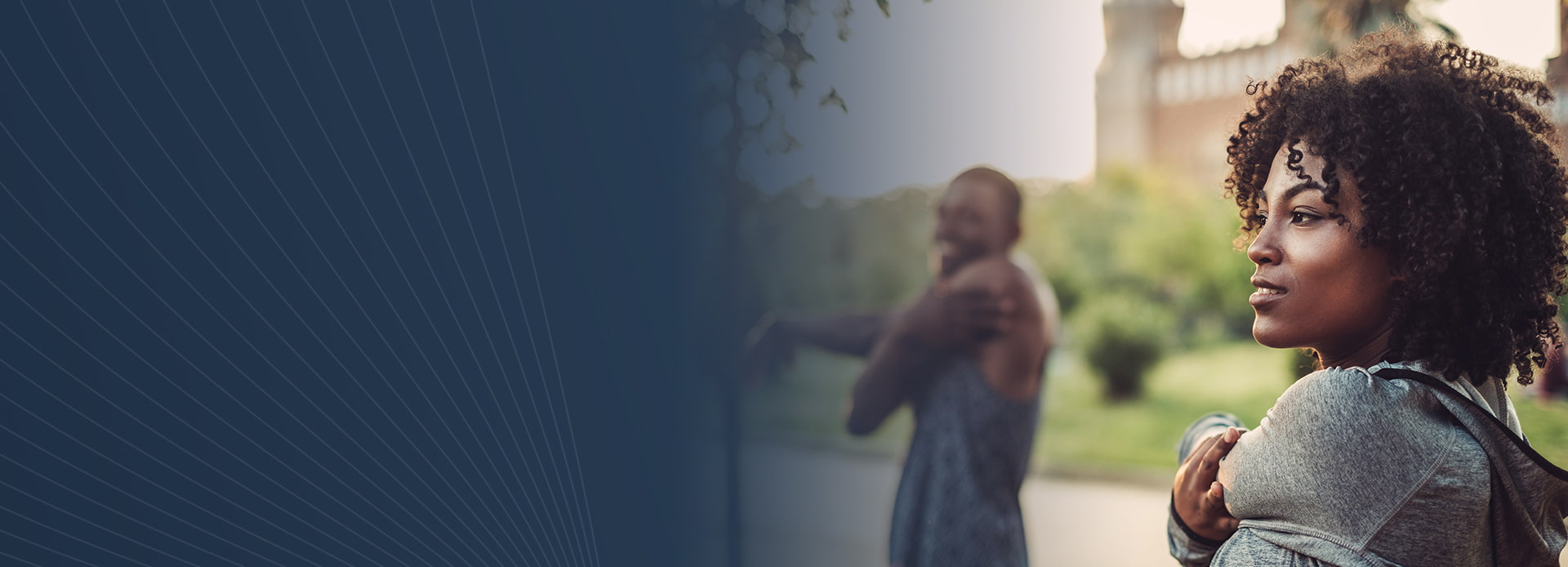 Black couple working out in the park